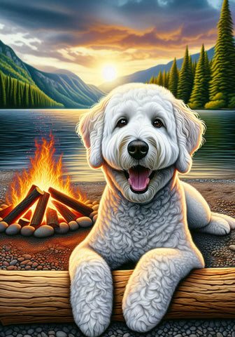 Labradoodle White -  Best of Breed DCR Summer Camping   Outdoor House and Garden Flag