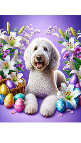 Labradoodle White -  Best of Breed DCR Easter Holiday    Outdoor House and Garden Flag