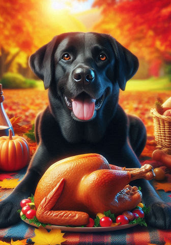 Black Labrador - Best of Breed DCR Thanksgiving Outdoor House and Garden Flag