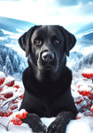 Black Labrador - Best of Breed DCR Winter Berries Outdoor House and Garden Flag