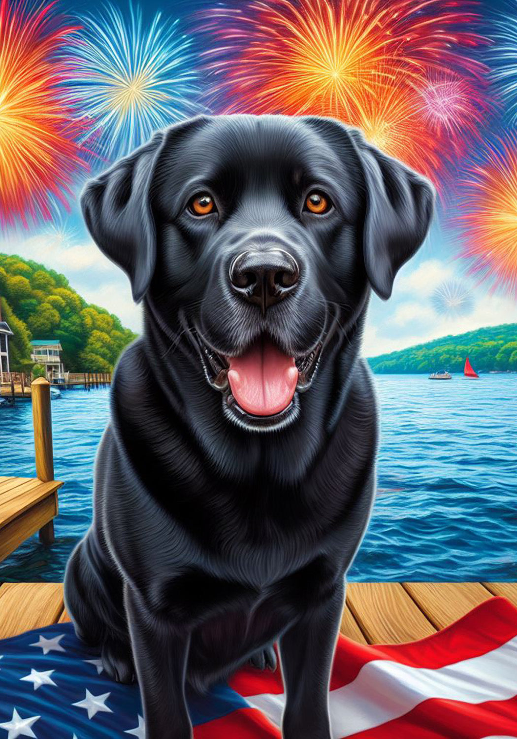 3dRose Flagge - Süßer Labrador Welpe, 30 X 46 Cm, Aus Polyester, Einseitig Bedruckt, Für Garten, Balkon & Zaun