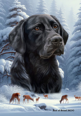 Black Labrador - Best of Breed  Winter Wonderland Outdoor House and Garden Flag