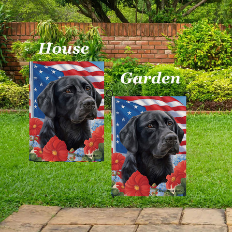 Black Labrador - Best of Breed  Patriotic I All-American Outdoor House and Garden Flag