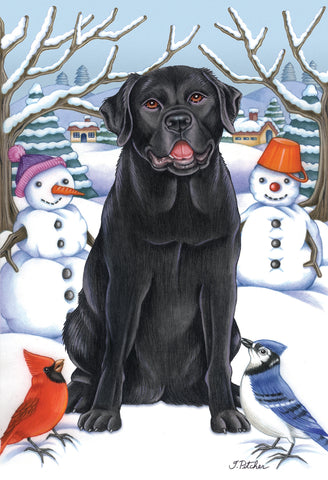 Black Labrador - Best of Breed Tomoyo Pitcher Winter Snowman Outdoor Flag