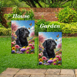 Black Labrador - Best of Breed  Spring Butterflies Outdoor House and Garden Flag