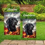 Black Labrador - Best of Breed  Fall Leaves Outdoor House and Garden Flag