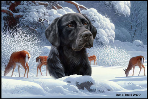 Black Labrador - Best of Breed Winter Wonderland Floor Mat Tufted Loop 18" x 27"