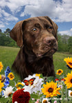 Chocolate Labrador - Best of Breed  Summer Fields Outdoor House and Garden Flag