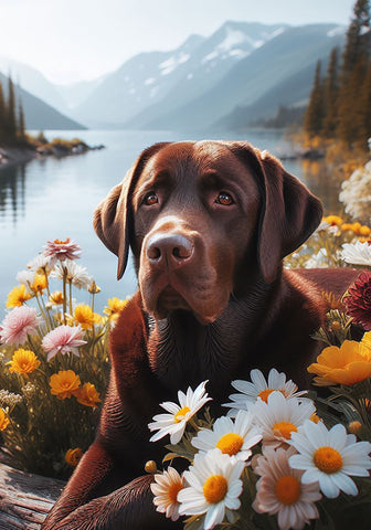 Chocolate Labrador - Best of Breed DCR Spring Outdoor Flag