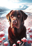 Chocolate Labrador - Best of Breed DCR Winter Berries Outdoor House and Garden Flag