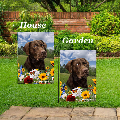 Chocolate Labrador - Best of Breed  Summer Fields Outdoor House and Garden Flag
