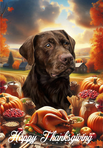 Chocolate Labrador - Best of Breed  Thanksgiving Outdoor House and Garden Flag