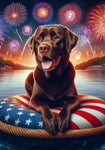 Chocolate Labrador - Best of Breed DCR July 4 Outdoor Flag