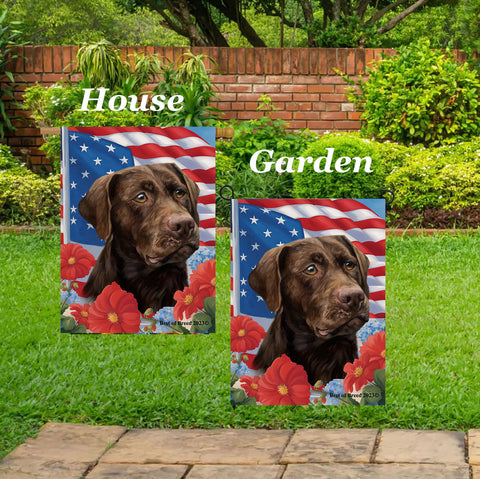 Chocolate Labrador - Best of Breed  Patriotic I All-American Outdoor House and Garden Flag