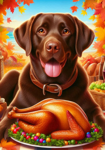 Chocolate Labrador - Best of Breed DCR Thanksgiving Outdoor House and Garden Flag