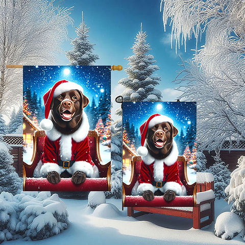 Labradoodle Chocolate -  Best of Breed DCR Christmas Outdoor House and Garden Flag
