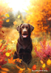 Chocolate Labrador - Best of Breed DCR Falling Leaves Outdoor Flag