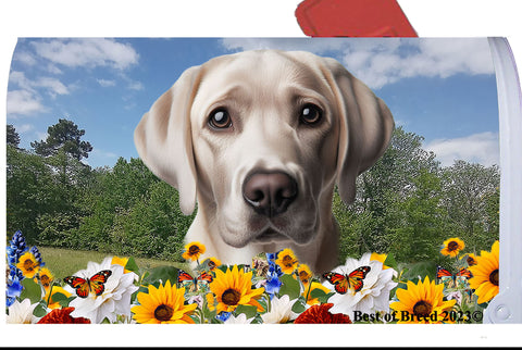 Silver Labrador -  Best of Breed Summer Flowers Mailbox Cover Hi-Grade Vinyl 6" x 19"