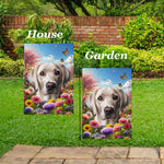 Silver Labrador -  Best of Breed  Spring Butterflies Outdoor House and Garden Flag