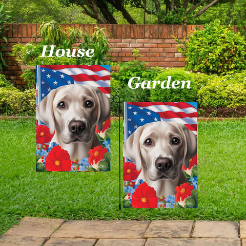 Silver Labrador -  Best of Breed  Patriotic I All-American Outdoor House and Garden Flag