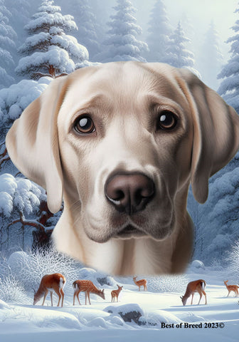 Silver Labrador -  Best of Breed  Winter Wonderland Outdoor House and Garden Flag