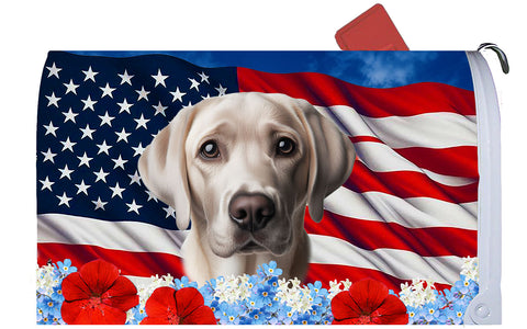 Silver Labrador -  Best of Breed Patriotic Mailbox Cover Hi-Grade Vinyl 6" x 19"