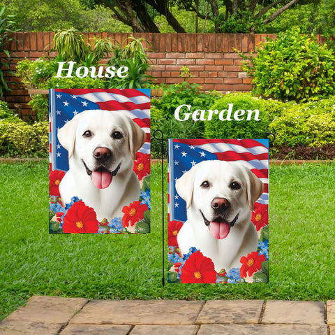 White Labrador -  Best of Breed  Patriotic I All-American Outdoor House and Garden Flag
