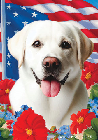 White Labrador -  Best of Breed  Patriotic I All-American Outdoor House and Garden Flag