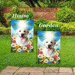 White Labrador -  Best of Breed  Summer Butterflies Outdoor House and Garden Flag