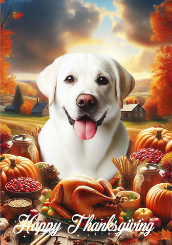 White Labrador -  Best of Breed  Thanksgiving Outdoor House and Garden Flag