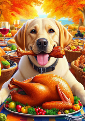 Yellow Labrador - Best of Breed DCR Thanksgiving Outdoor House and Garden Flag