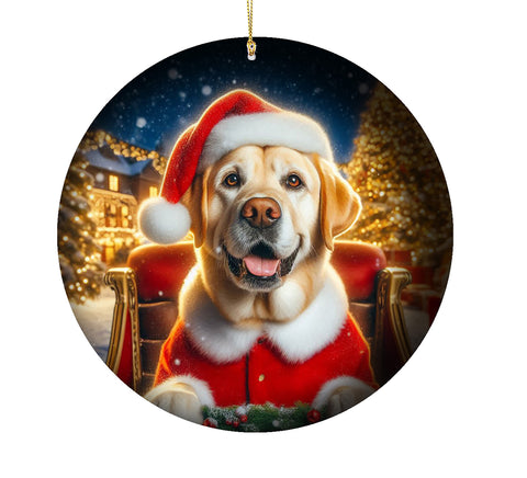 Yellow Labrador - Best of Breed DCR Christmas Tree Porcelain Ornament Double Sided