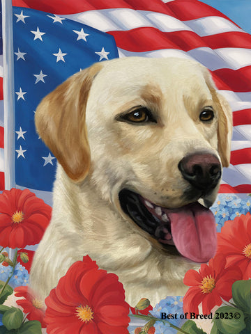 Yellow Labrador - Best of Breed  Patriotic I All-American Outdoor House and Garden Flag