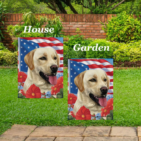 Yellow Labrador - Best of Breed  Patriotic I All-American Outdoor House and Garden Flag