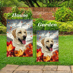 Yellow Labrador - Best of Breed  Fall Leaves Outdoor House and Garden Flag