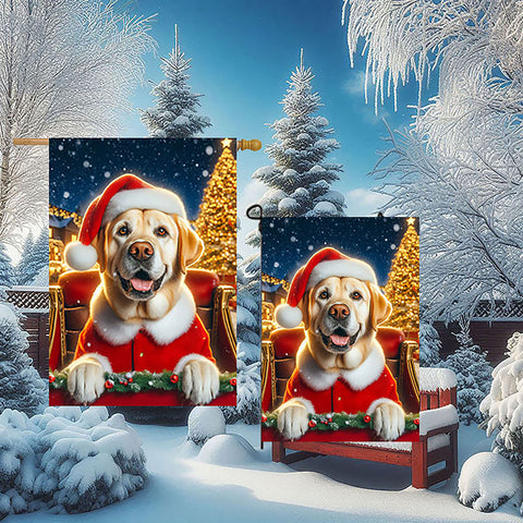 Yellow Labrador - Best of Breed DCR Christmas Outdoor House and Garden Flag