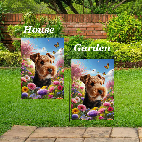 Lakeland Terrier - Best of Breed  Spring Butterflies Outdoor House and Garden Flag