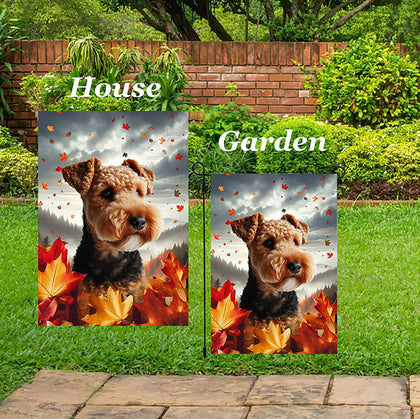 Lakeland Terrier - Best of Breed  Fall Leaves Outdoor House and Garden Flag