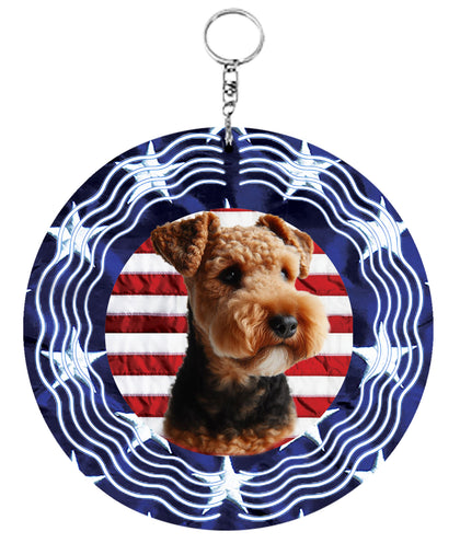 Lakeland Terrier - Best of Breed  Stars and Stripes Aluminum 10" Wind Spinner