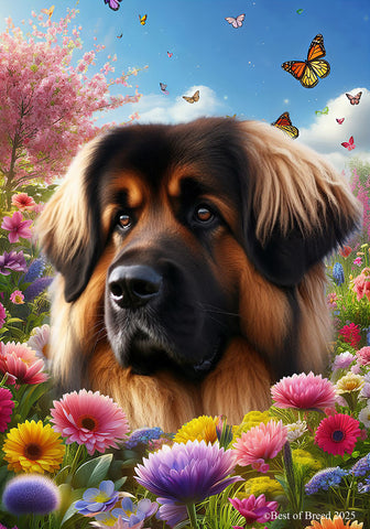 Leonberger -  Best of Breed  Spring Butterflies Outdoor House and Garden Flag