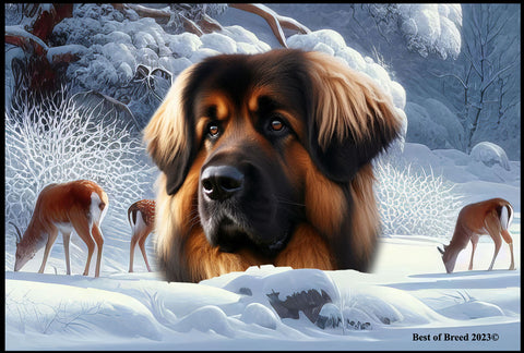 Leonberger -  Best of Breed Winter Wonderland Floor Mat Tufted Loop 18" x 27"