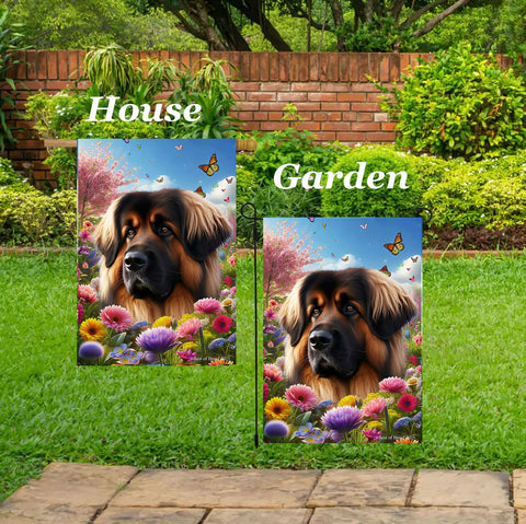 Leonberger -  Best of Breed  Spring Butterflies Outdoor House and Garden Flag