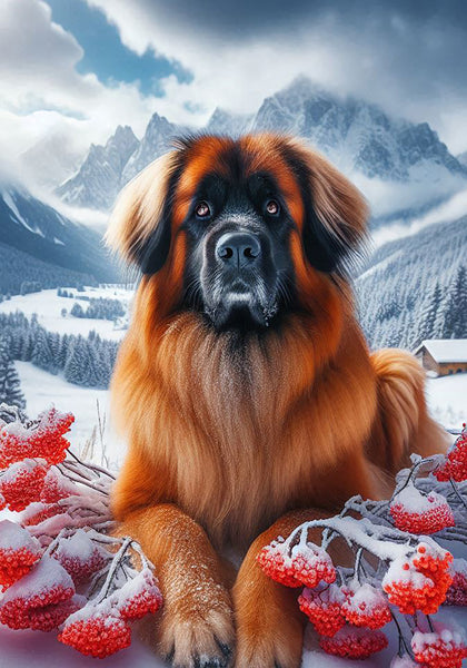 Leonberger -  Best of Breed DCR Winter Berries Outdoor House and Garden Flag