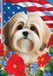 Lhasa Apso Cream/Sable - Best of Breed  Patriotic I All-American Outdoor House and Garden Flag