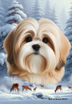 Lhasa Apso Cream/Sable - Best of Breed  Winter Wonderland Outdoor House and Garden Flag