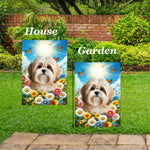 Lhasa Apso Cream/Sable - Best of Breed  Summer Butterflies Outdoor House and Garden Flag