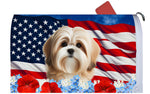 Lhasa Apso Cream/Sable - Best of Breed Patriotic Mailbox Cover Hi-Grade Vinyl 6" x 19"