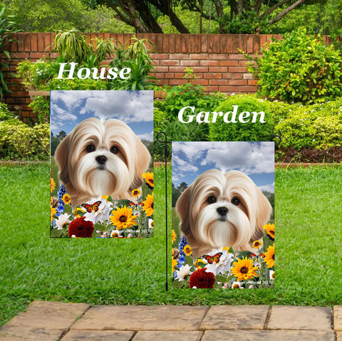 Lhasa Apso Cream/Sable - Best of Breed  Summer Fields Outdoor House and Garden Flag