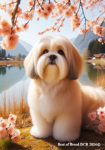 Lhasa Apso Cream -   Best of Breed DCR Spring House and Garden Flag