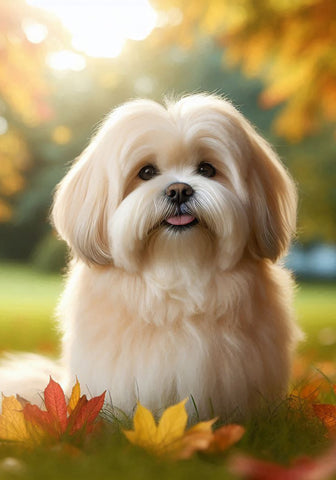 Lhasa Apso Cream -  Best of Breed DCR Falling Leaves Outdoor Flag